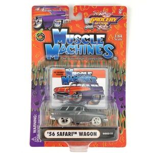 Muscle Machines 1956 '56 Pontiac Safari Wagon Metallic Gray Car Die Cast 1/64